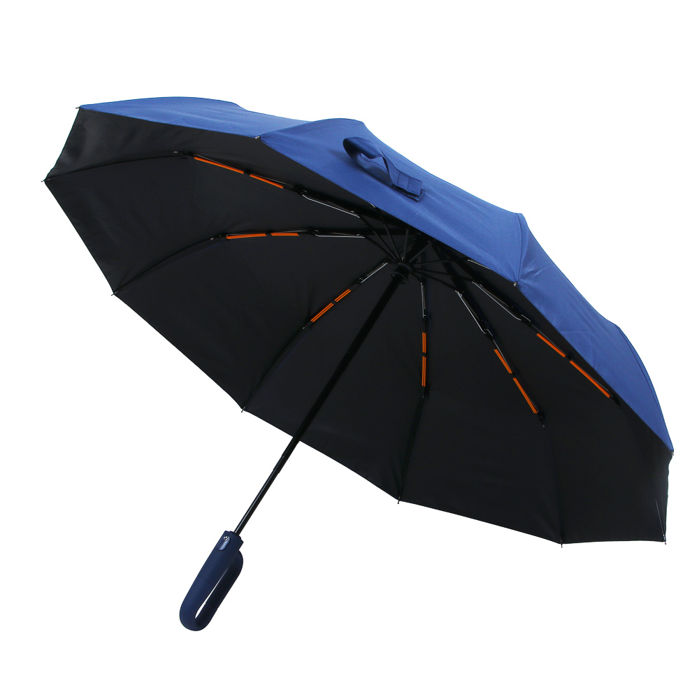 Зонт автомат, усиленный, ручка-карабин, стекловолокно, металл, пластик, ПЭ, винил, d103см, 10 спиц - #3