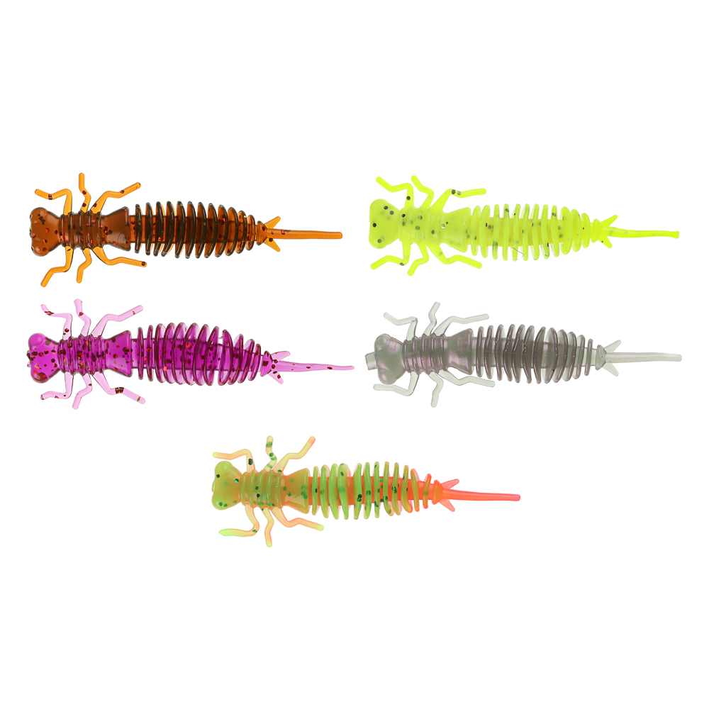 Приманка силиконовая "Личинка стрекозы" тм AZOR FISHING, 8см, 5шт, 5 цветов - #1