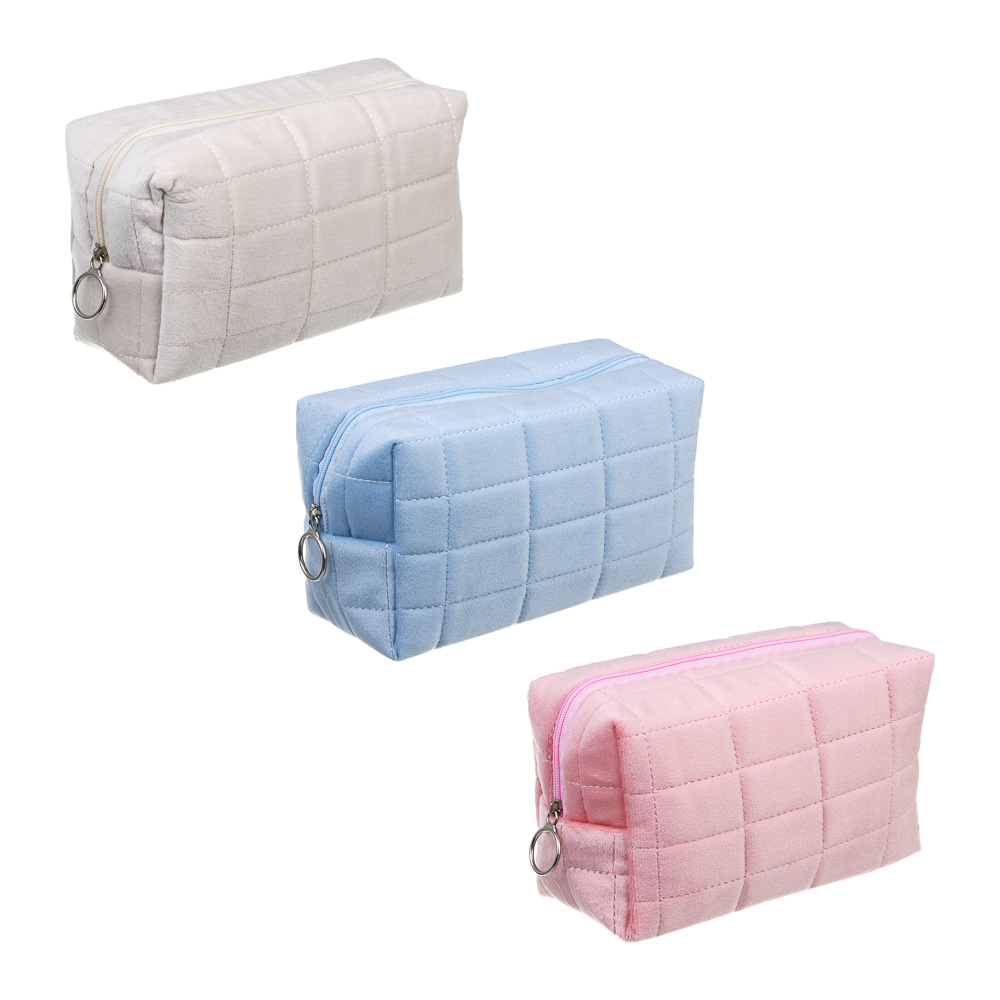 ЮL Косметичка велюровая Мадмуазель, полиэстер, 18х12,5х7,5см, 3 цвета - #1