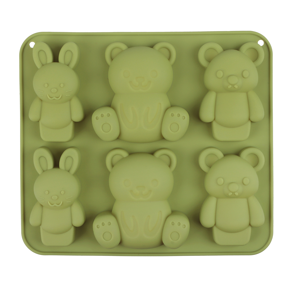 VETTA Форма для выпечки 6 ячеек 16х14х2см, "Мишки и зайчики", силикон, 3 цвета - #2