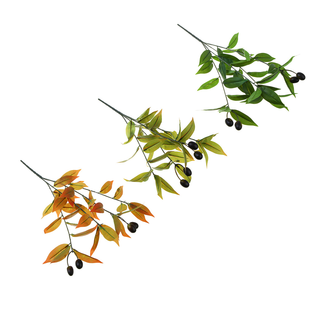 LADECOR Ветка оливы искусственная, 43 см, пластик, ткань, проволока, 3 вида - #1