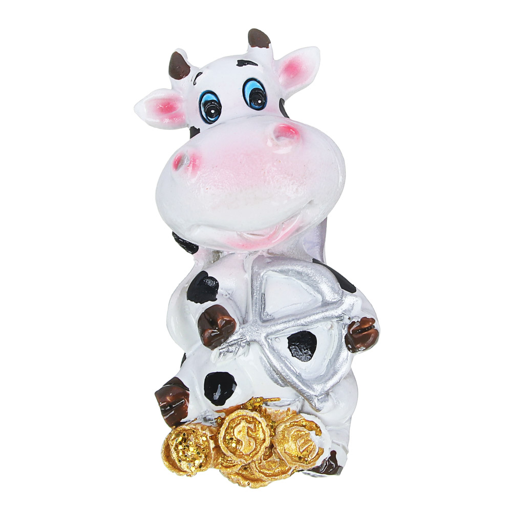 СНОУ БУМ Магнит в форме коровы со знаками зодиака Символ Года 2021, 4х5см, полистоун, 12 дизайнов - #2