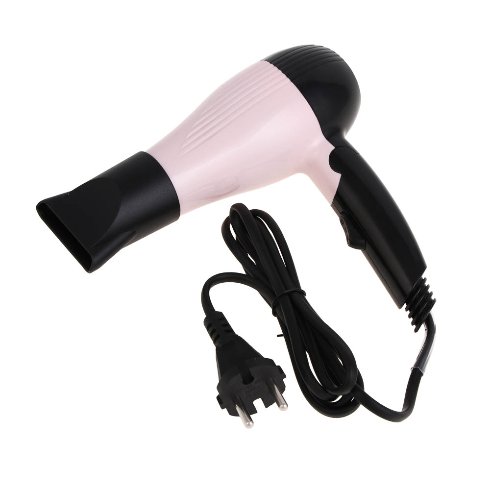 LEBEN Фен для волос, складной, 1000 Вт, 2 скорости, розовый, концентратор - #3