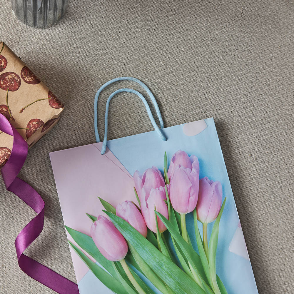 LADECOR Пакет подарочный, бумажный, 26x32x10 см, 4 дизайна, тюльпаны - #12