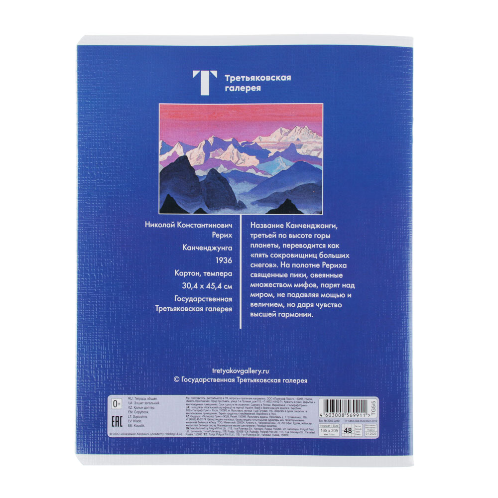 Тетрадь 48л. в кл. ПРЕМИУМ, офсет, обл.картон, скрепка, "Третьяковская Галерея", текстура "лен", TG5 - #4