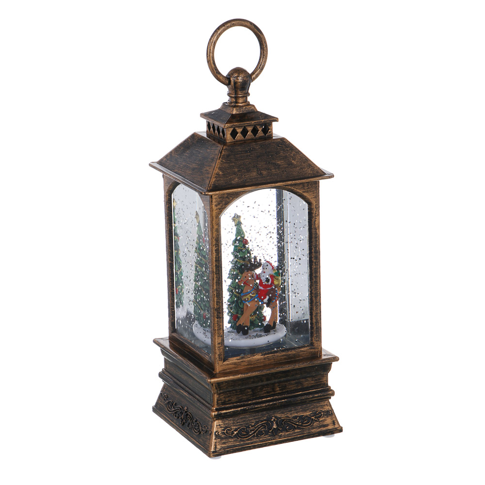 СНОУ БУМ Светильник декор.LED в виде фонаря со снегом, 8x8x20см, PC, ABS,вода,3хAAA/USB,2 реж.,4диз. - #2