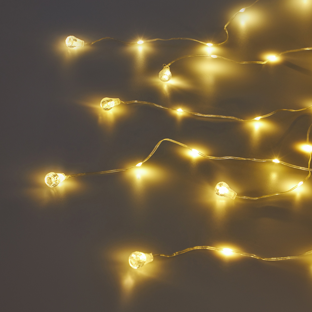 СНОУ БУМ Гирлянда эл. бахрома с каплями 2.5x0.3х0.5x0.7м, 80LED, шампань, пост свеч,ПВХ проз,220В - #9