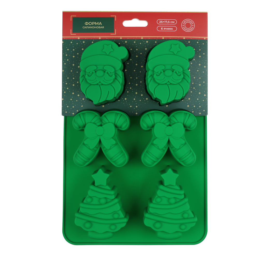 Новогодняя коллекция Щелкунчик Форма силиконовая 6 ячеек, 25х17,5см, 2 цвета - #6