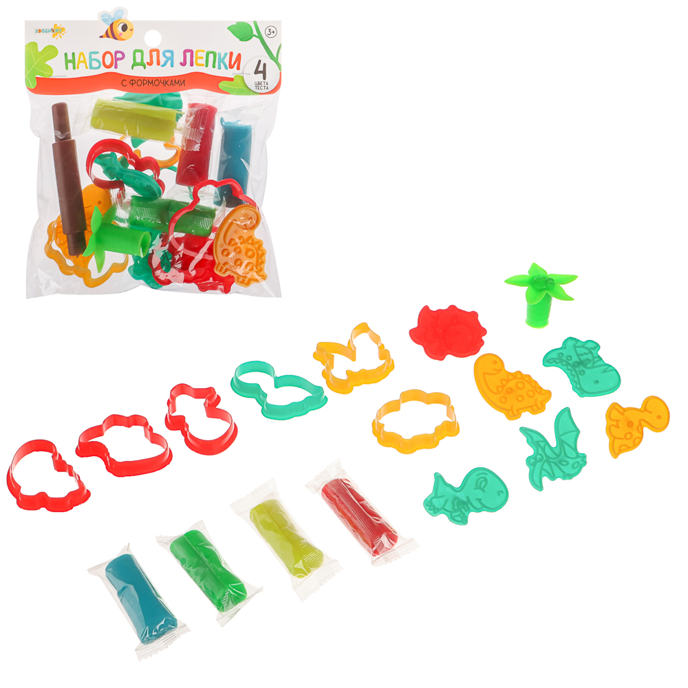 ХОББИХИТ Набор для лепки с формочками, полимер, ABS, 17х21х4см, 4 дизайна - #1