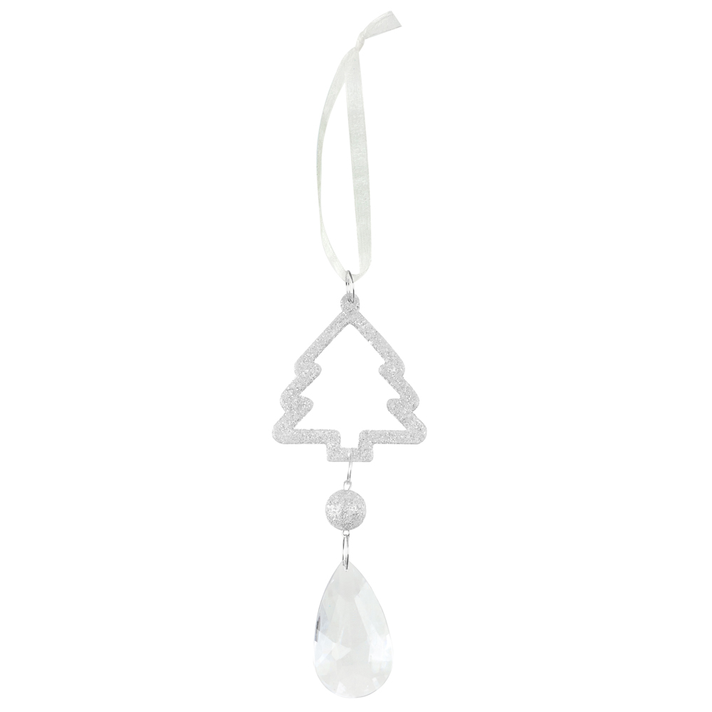 СНОУ БУМ Декоративная подвеска "Елочка" 15x5,5 см, пластик, акрил, золото, серебро, 2 цвета - #7