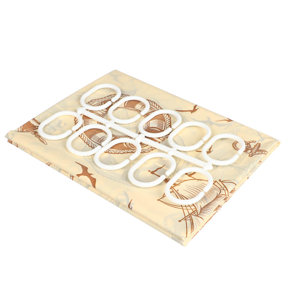 VETTA Шторка для ванной, ПВД, 180x180см, "Парусник", бежевый - #3