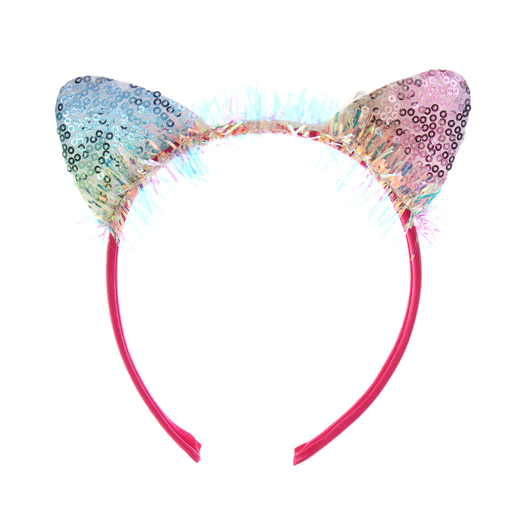 СНОУ БУМ Ободок светящийся с ушками, LED, диаметр 11,5см, пластик, полиэстер, 3хAG13, 3 реж., 4 диз. - #2