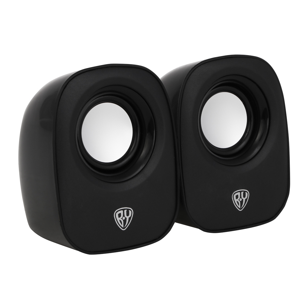 Колонки компьютерные проводные BY, 6W., 3.5 мм. mini-jack, USB, регулятор громкости, пластик, чёрный - #3