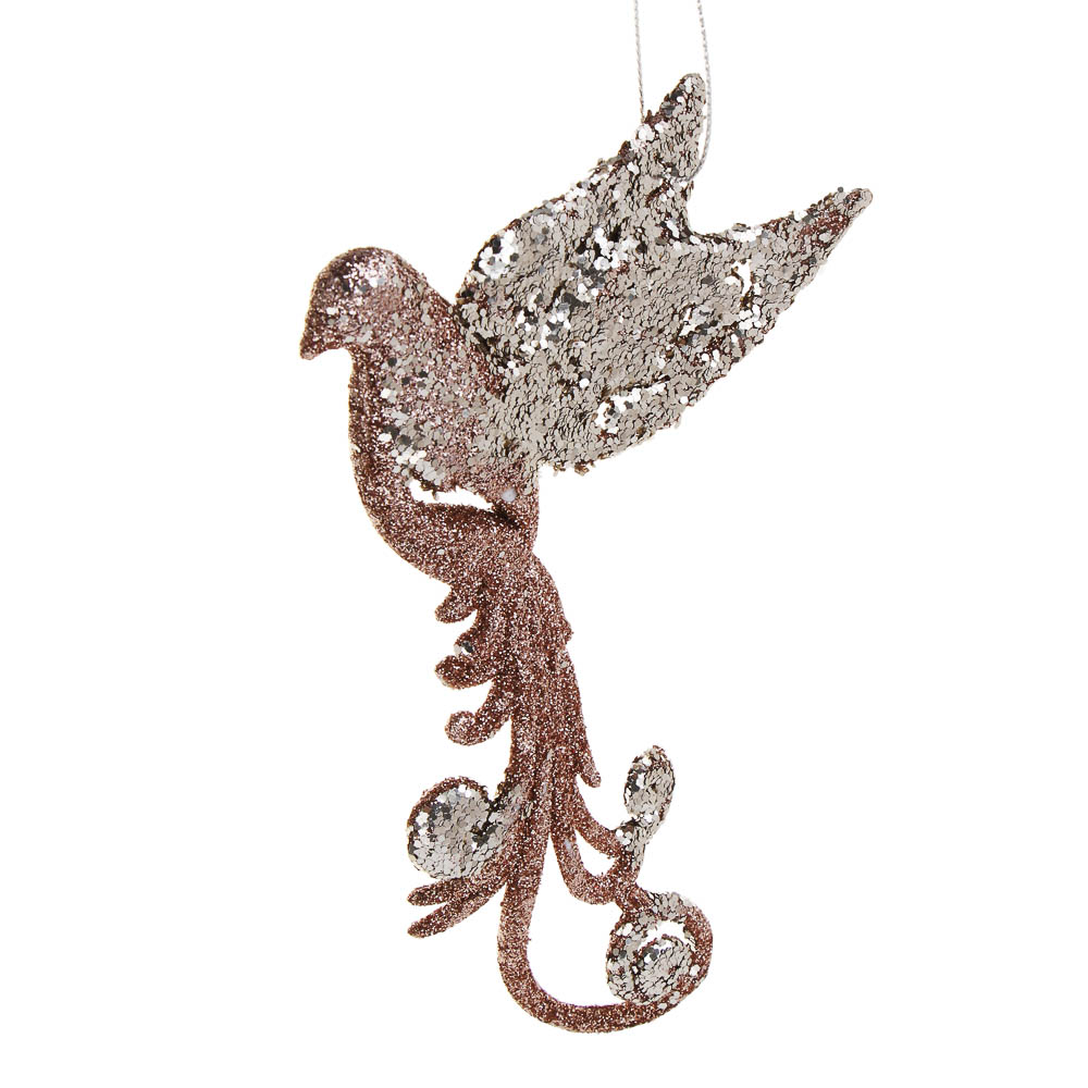 СНОУ БУМ Декоративная подвеска "Жар птица" 16 см, пластик, глиттер - #1