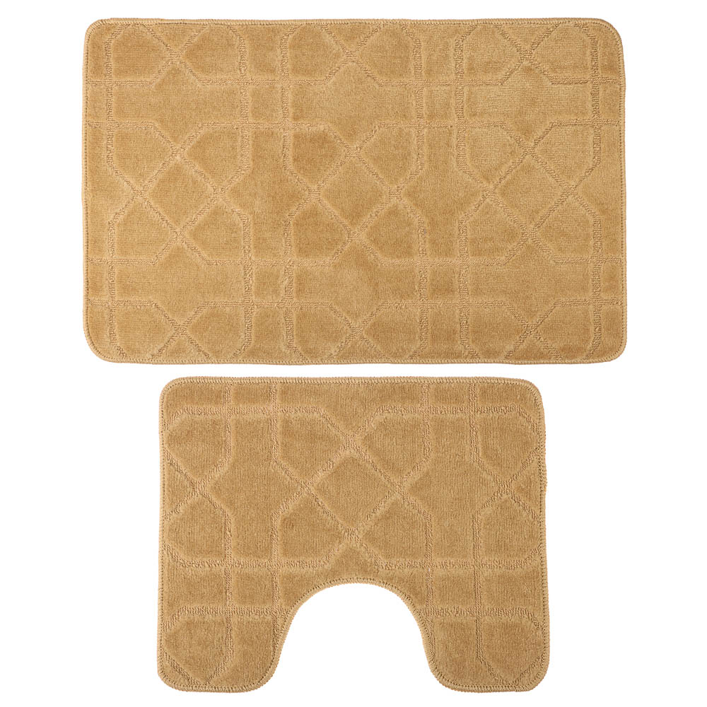 Набор ковриков для ванной и туалета тм VETTA Геометрия, 50x80см + 50x40см, полиэстер, 3 цвета - #2