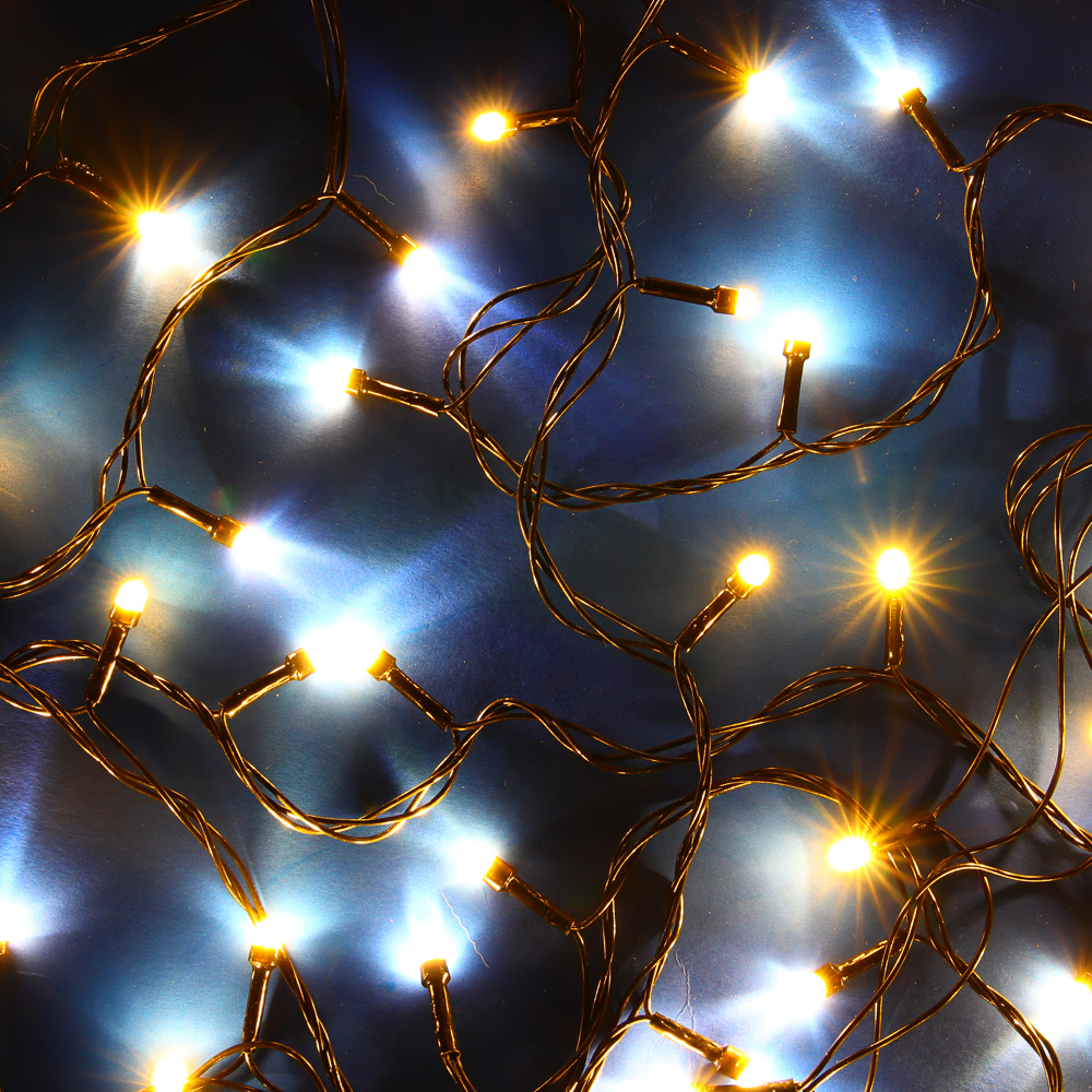 СНОУ БУМ Гирлянда эл. вьюн 10м, 100LED, диод с пузырями, шампань, 8 режимов, ПВХ черный, 220В - #4