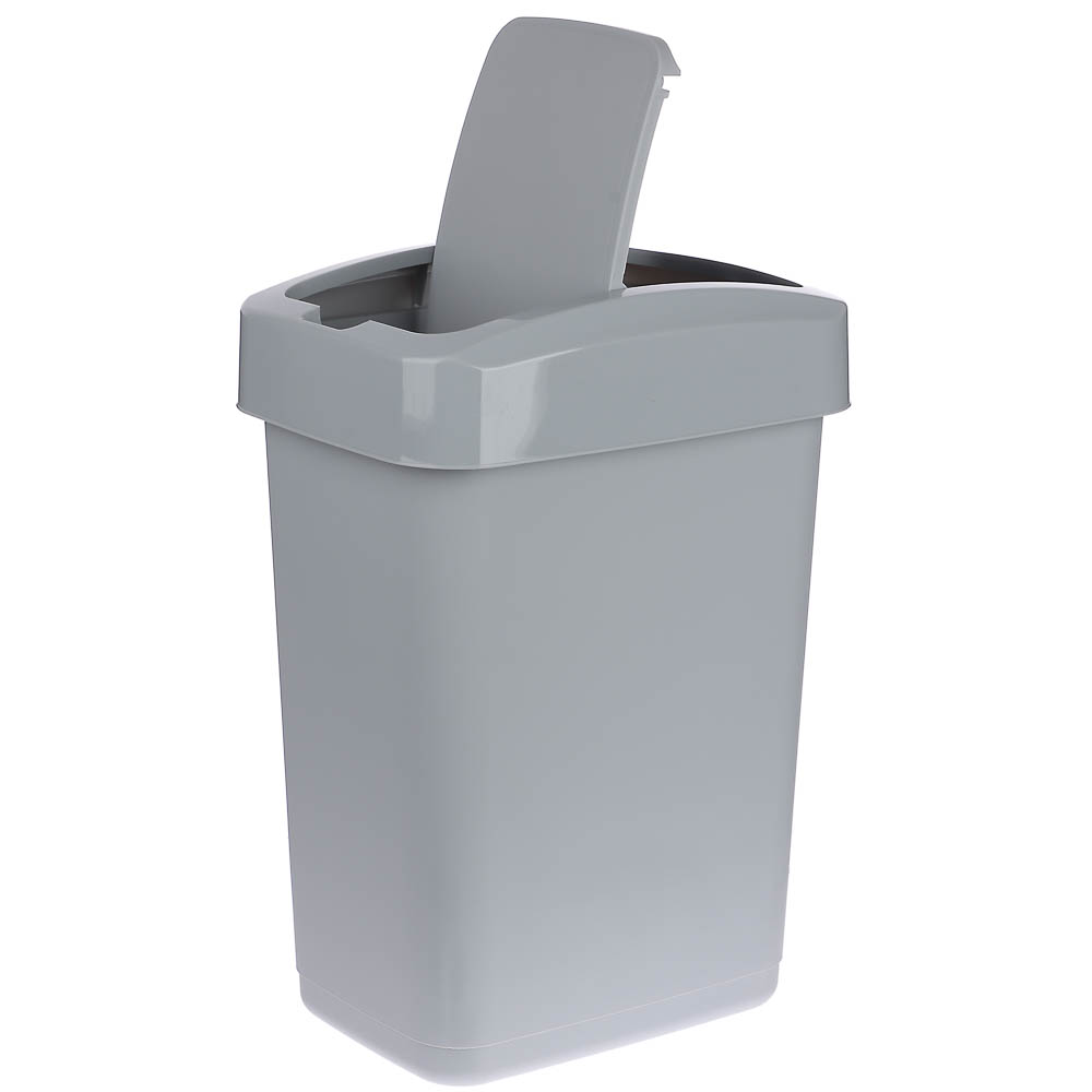 Контейнер для мусора Step, 12 л, с крышкой-клапаном, полипропилен, серый - #2