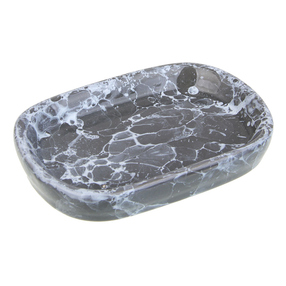 VETTA Мыльница, 13,5x9x2,5 см, керамика, "Космос", мрамор серый - #1