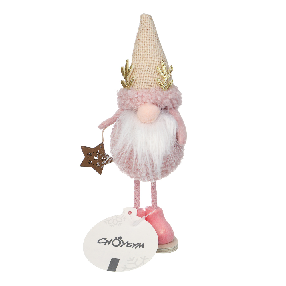СНОУ БУМ Сувенир Гном 5x6x18 см, полиэстер, коричневый, розовый, 4 вида - #6