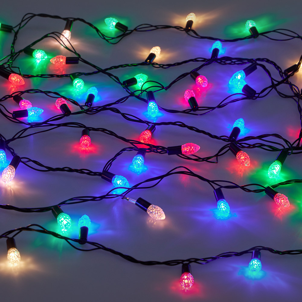 СНОУ БУМ Гирлянда эл. нить с насадкой шишка 10м, 100LED, мульти, 8 реж, ПВХ черный, 220В - #6