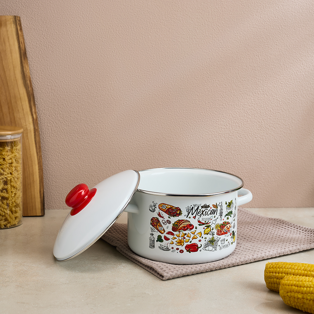 Мексика Кастрюля цилиндрическая эмалированная 3л - #9