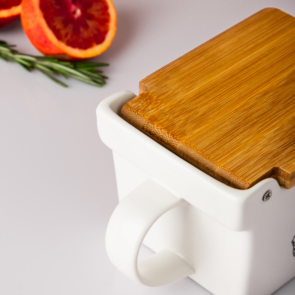 MILLIMI Китчен Банка для соли, 300мл, 15,5х9х7,5см, керамика, бамбук - #10