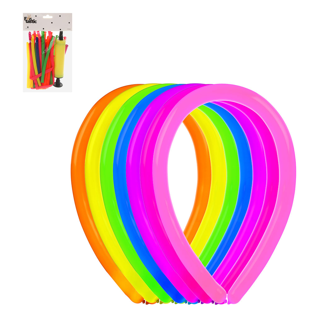 Набор воздушных шаров для моделирования тм Fntastic, насос, 20 шт, 30см, микс цветов неон - #1