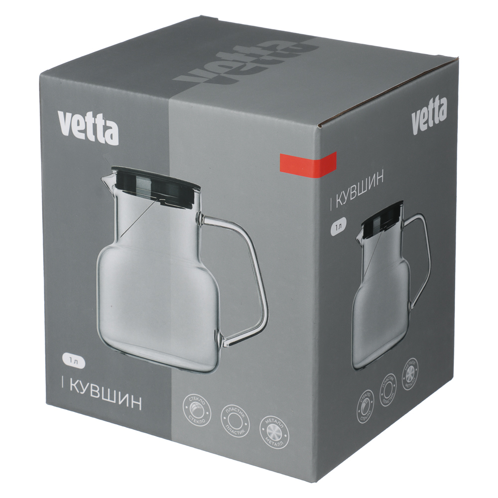 VETTA Кувшин 1000 мл, стекло, пластик, металл - #6