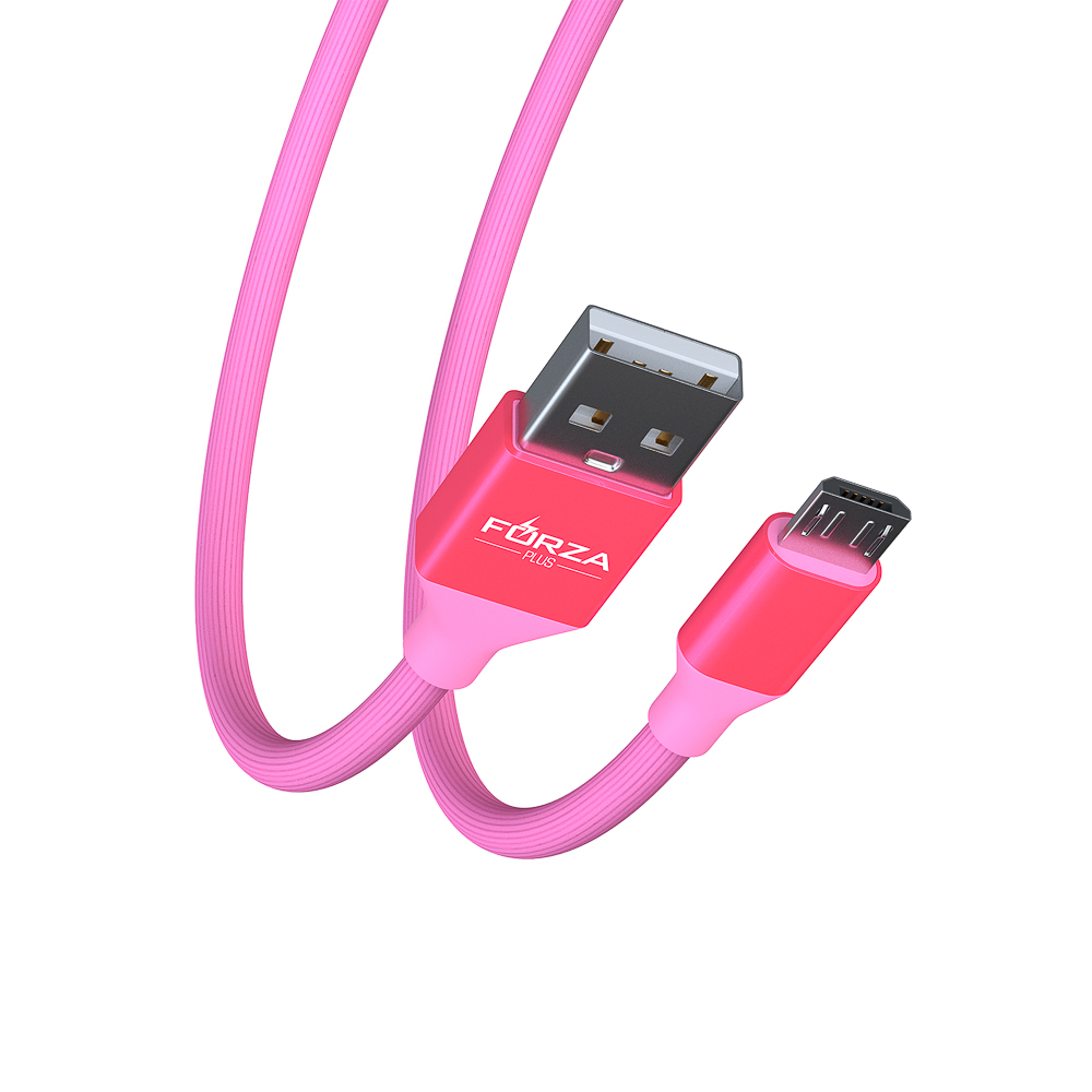 FORZA Кабель для зарядки Лето Micro USB, 1м, 2А, прорезиненный, 4 цвета, пакет - #7