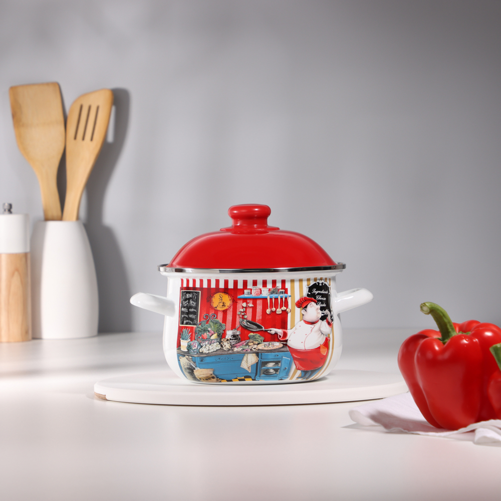 VETTA Повар Кастрюля эмалированная, 18см, 2,0л, индукция - #7