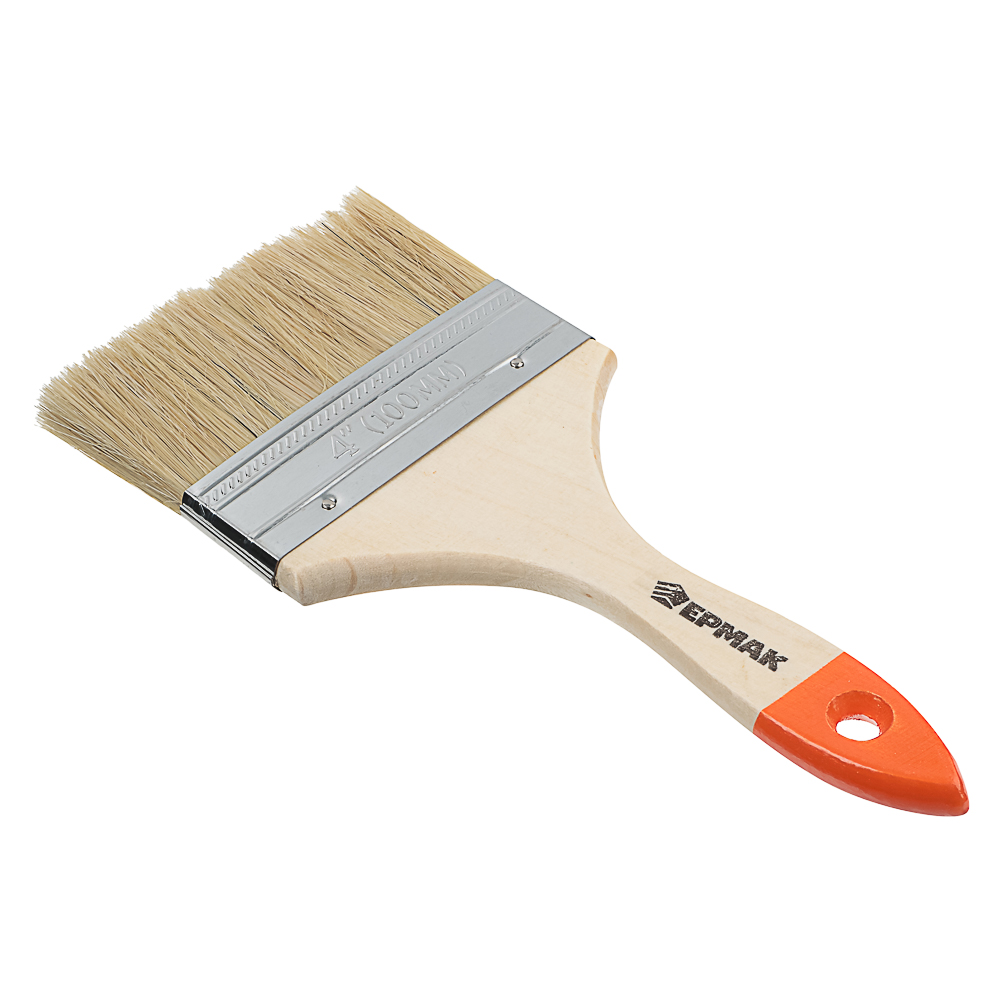 ЕРМАК Кисть малярная плоская "Стандарт" нат. щетина 4" (100мм) - #1