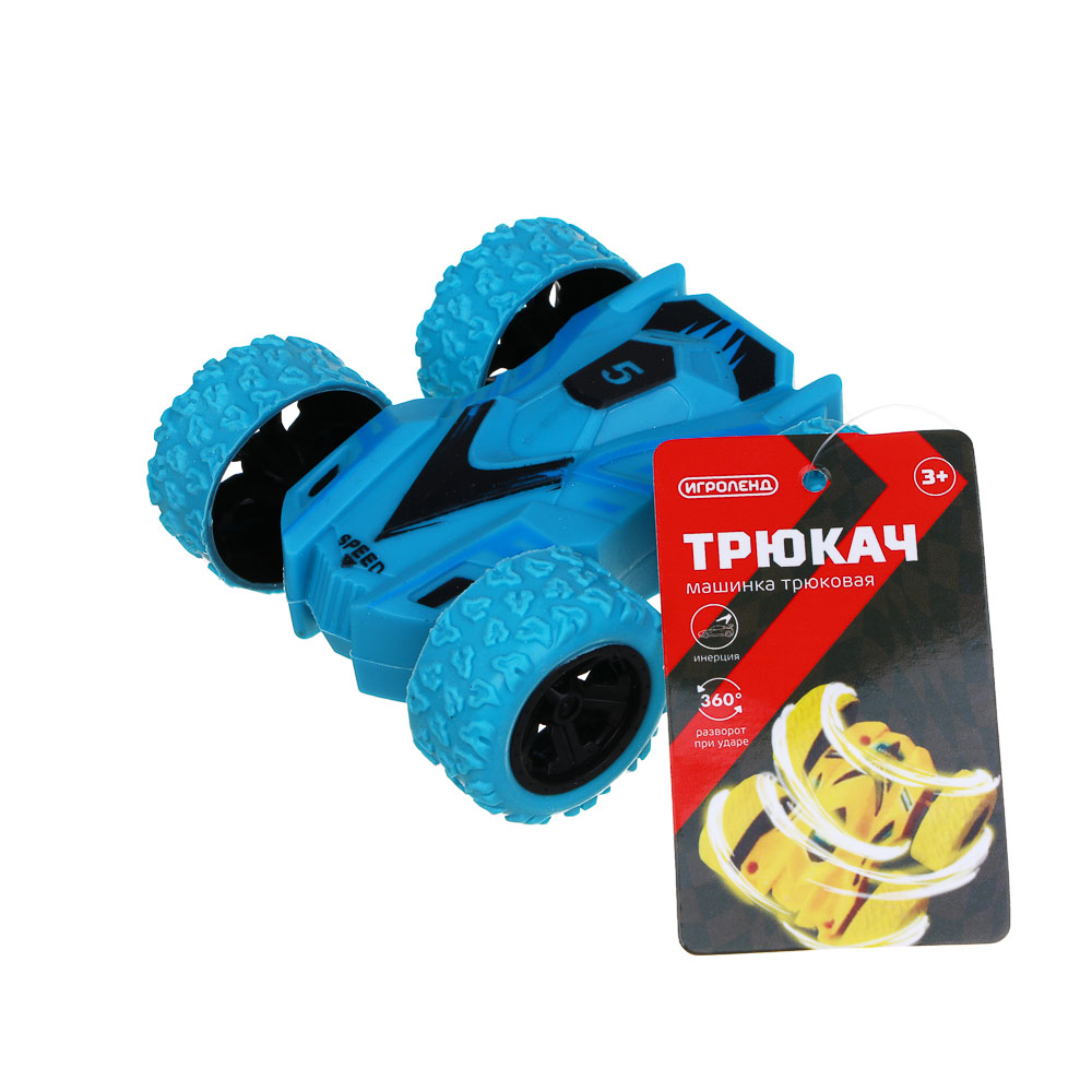 ИГРОЛЕНД Машинка "Трюкач", разворот, инерция, ABS, TRP, металл, 8х3,6х7,5 см, 4 дизайна - #3