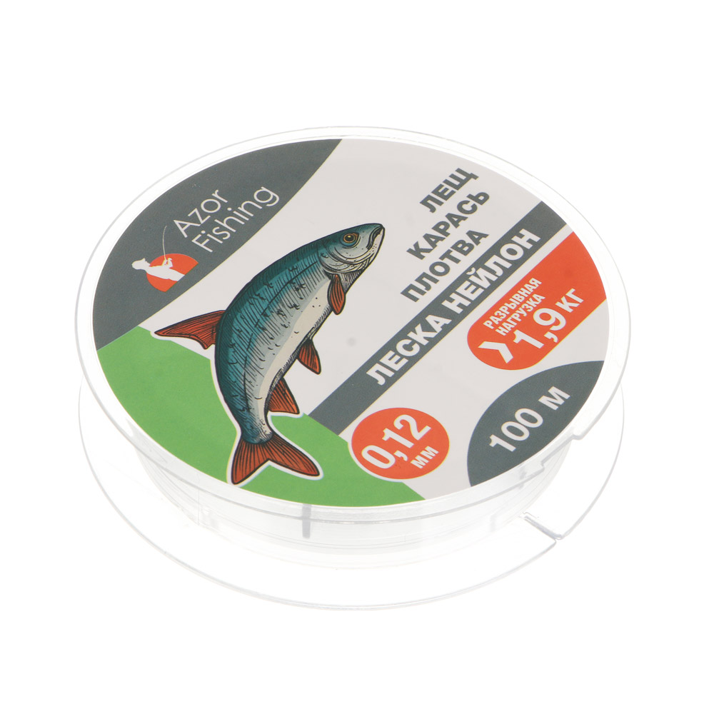 Леска "Лещ, Карась, Плотва" тм AZOR FISHING, нейлон, 100м, 0,12мм, 1,9кг,прозрачный - #3