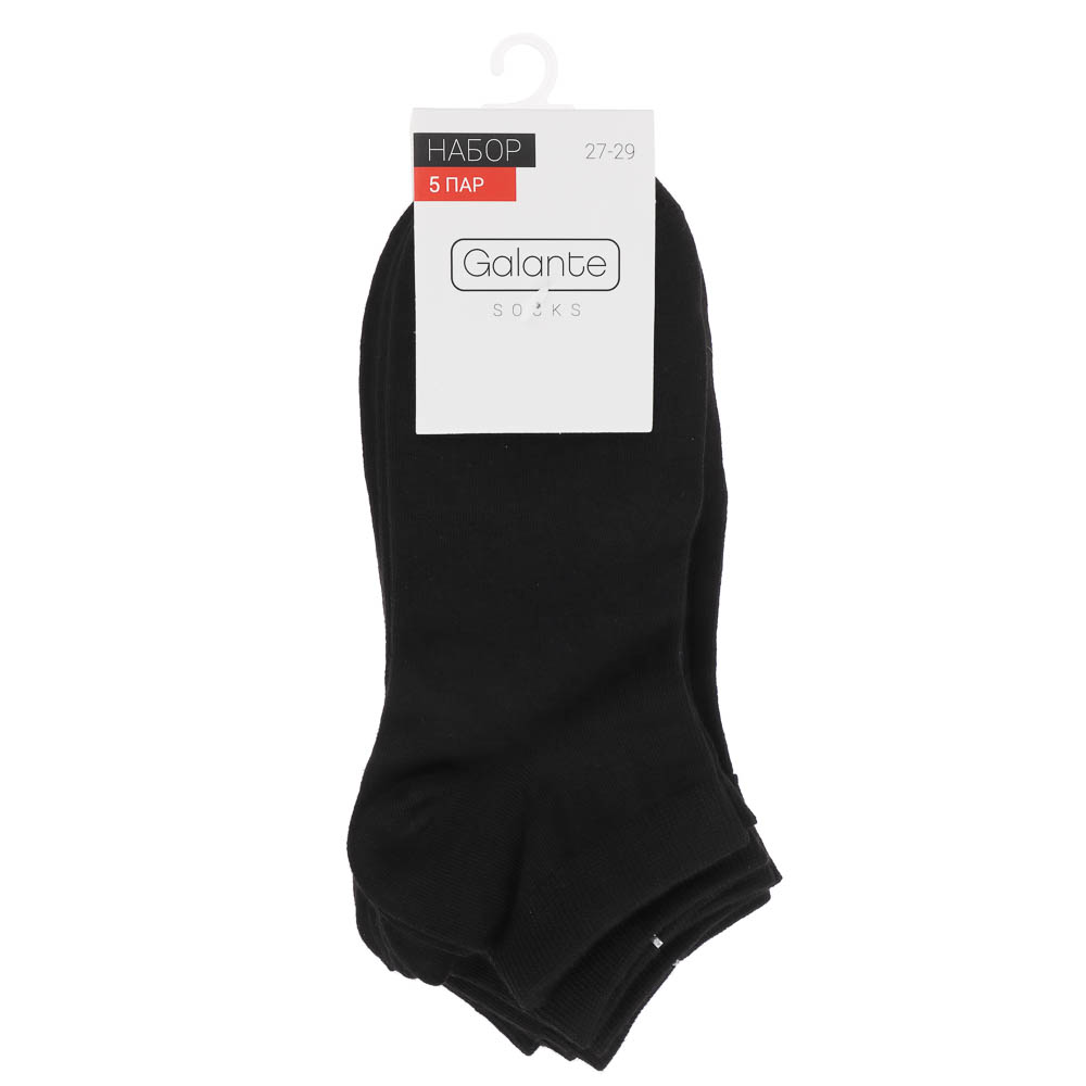 GALANTE Набор носков 5 пар, укороченные, р. 27-29, 85% хлопок, 10% полиамид, 5% спандекс, черный - #3