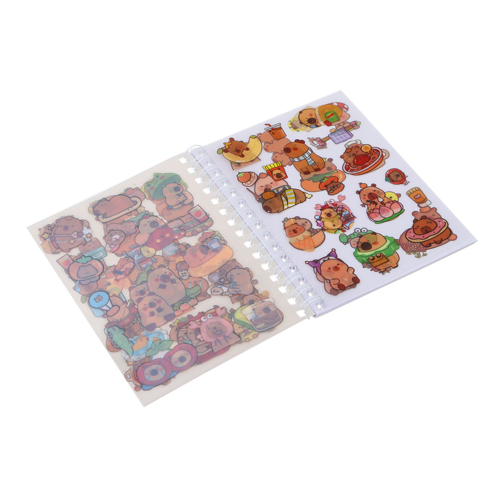 Записная книжка "Капибара" 10х13см, с наклейками, брелоком и лопаткой, PET, бумага, 6 диз., шоу-бокс - #3