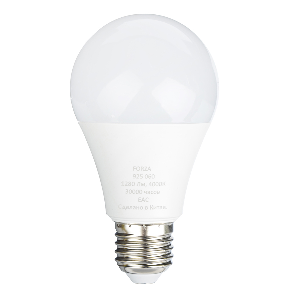 Лампа светодиодная FORZA A65, 16W, E27, 1280lm, 4000К - #1