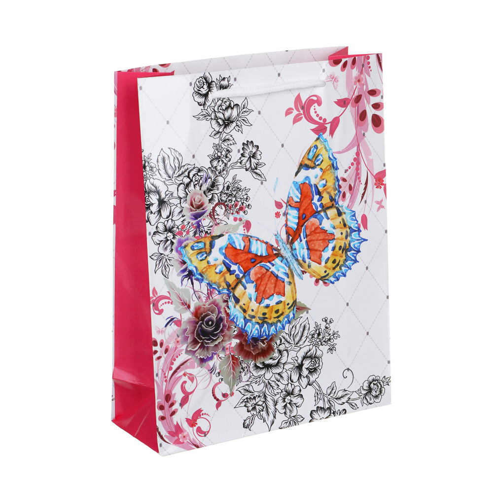 LADECOR Пакет подарочный бумажный, 18x24x7 см, 4 дизайна, Бабочки - #2