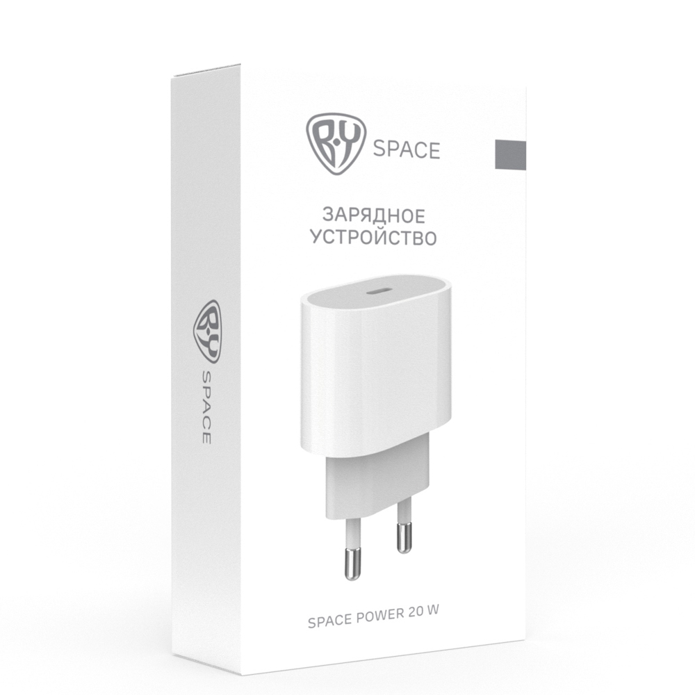 BY Сетевое зарядное устройство Space USB-C, QC, PD, 20 Вт, 110-240 В, 50-60 гц, белый - #2