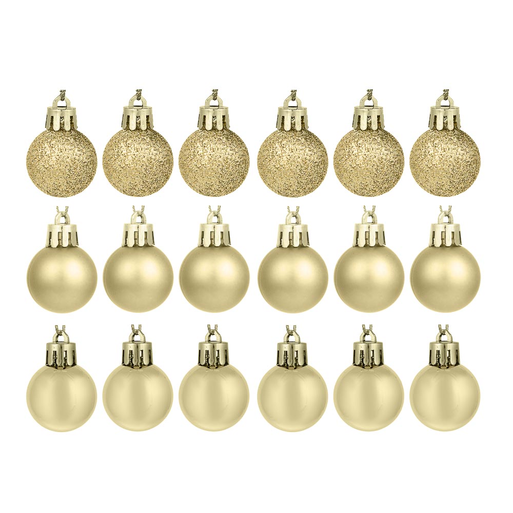СНОУ БУМ Набор шаров 3 см, 18 шт, золото, 26-98 - #1