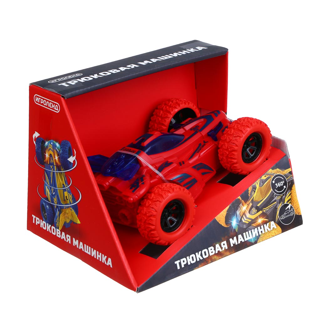 ИГРОЛЕНД Машинка трюковая, свет, разворот, 3хLR41, АBS, РР, 12x9,5x5,5см, 4 дизайна - #8