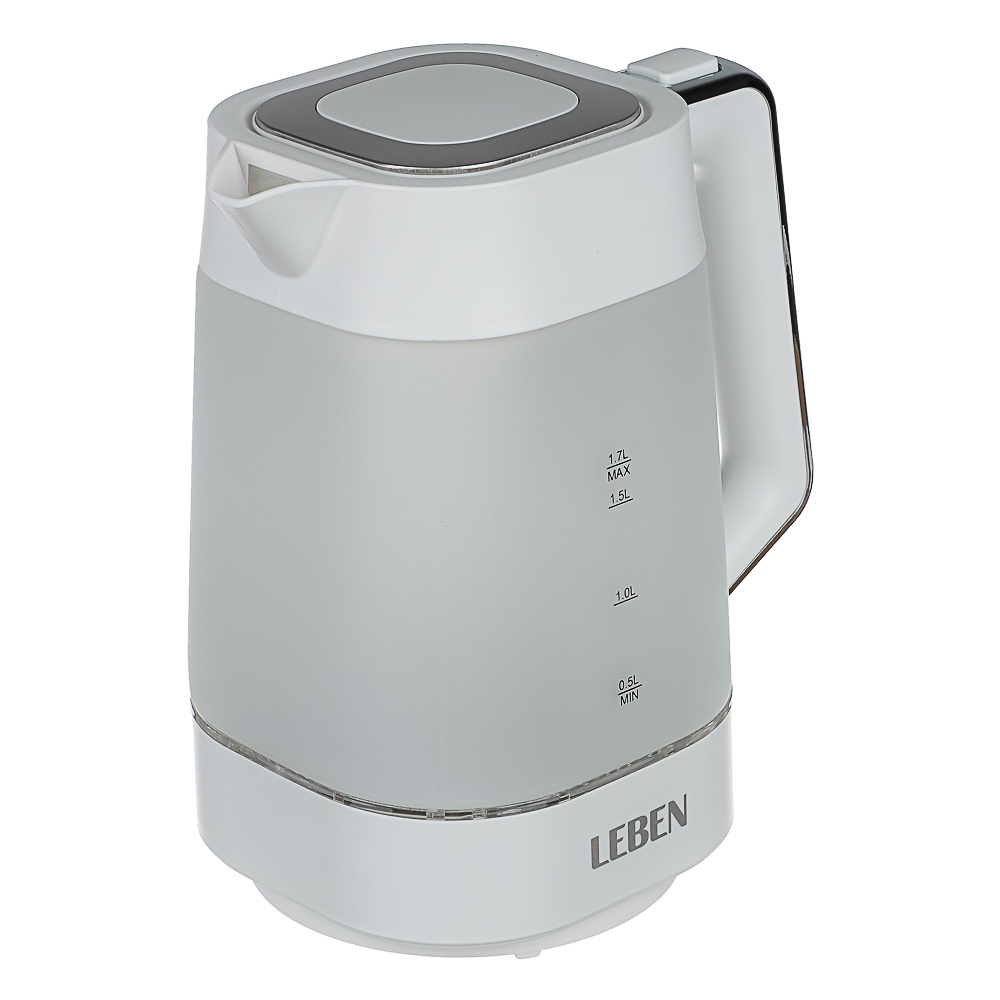 LEBEN Чайник электрический 1,7л матовое стекло, белый - #1