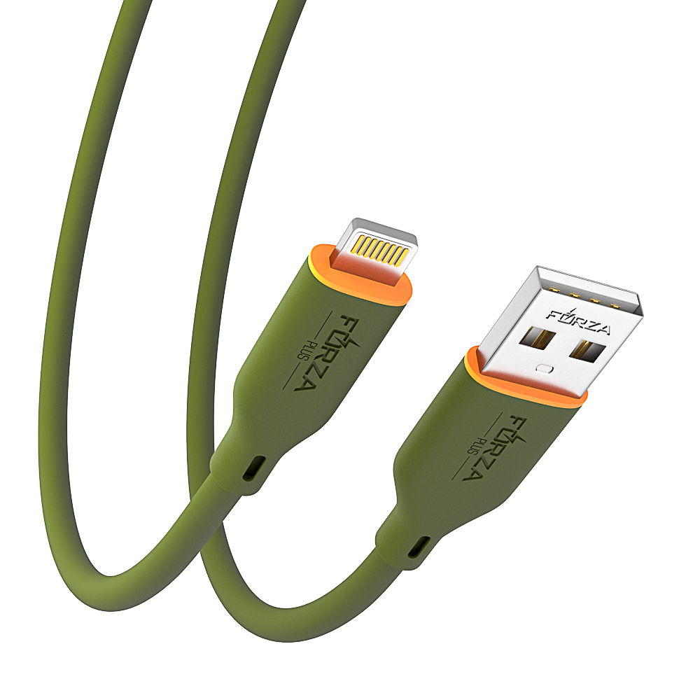 FORZA Кабель для зарядки Олива iP, 1м, Быстрая зарядка 2.4А, PD 20W, силиконовый, оливковый - #5