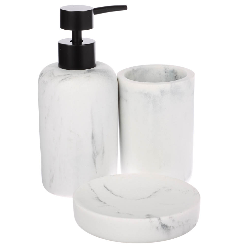 Стакан для ванной комнаты тм VETTA Мрамор, смола (полирезин), бело-серый, 7,5x7,5x10см - #4