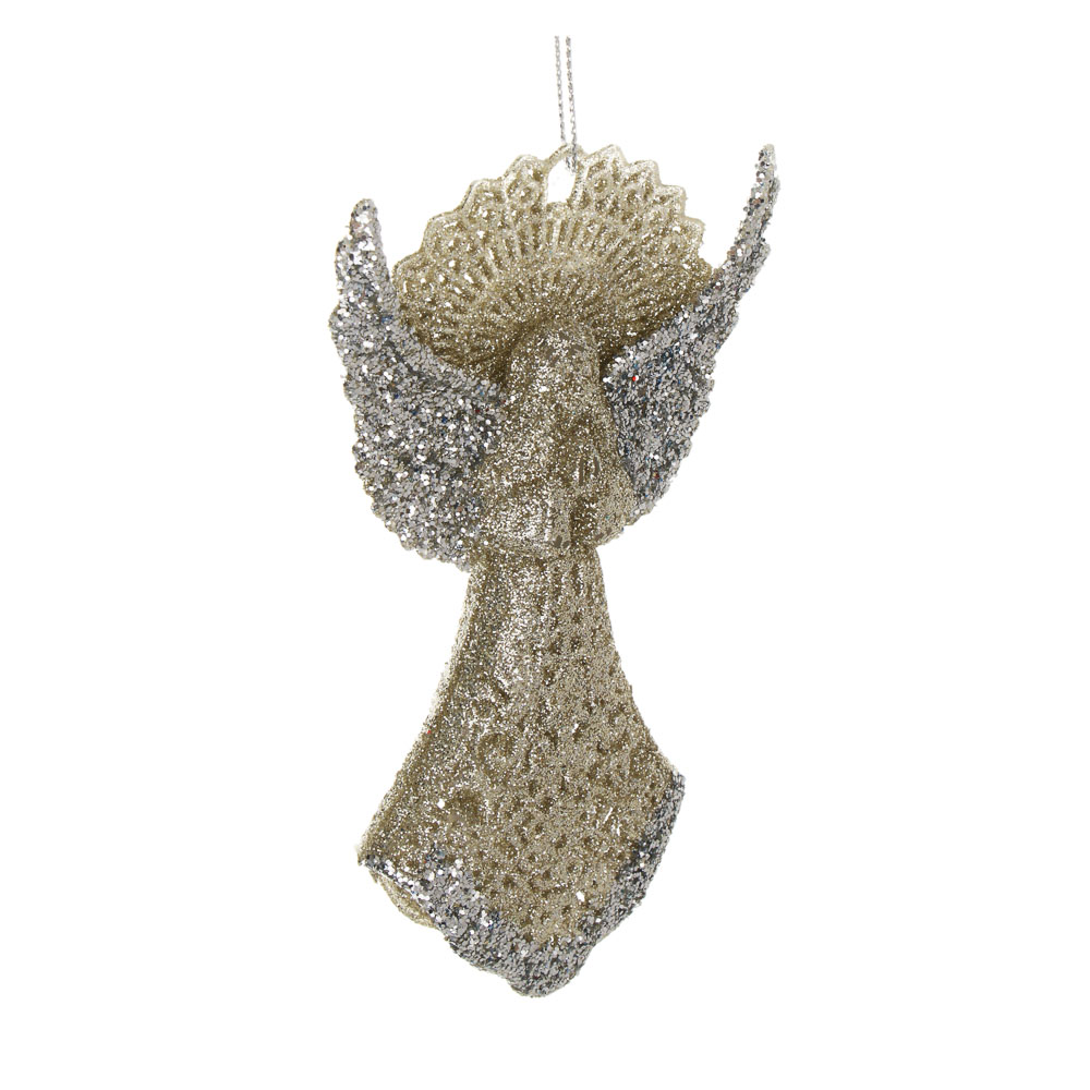 СНОУ БУМ Подвеска декоративная "Ангел" 13 см, пластик, глиттер, золото - #2