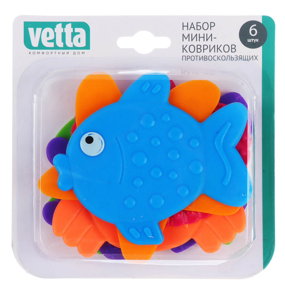 VETTA Набор мини-ковриков противоскользящих 6шт, ПВХ, "Цветные", 6 дизайнов - #7