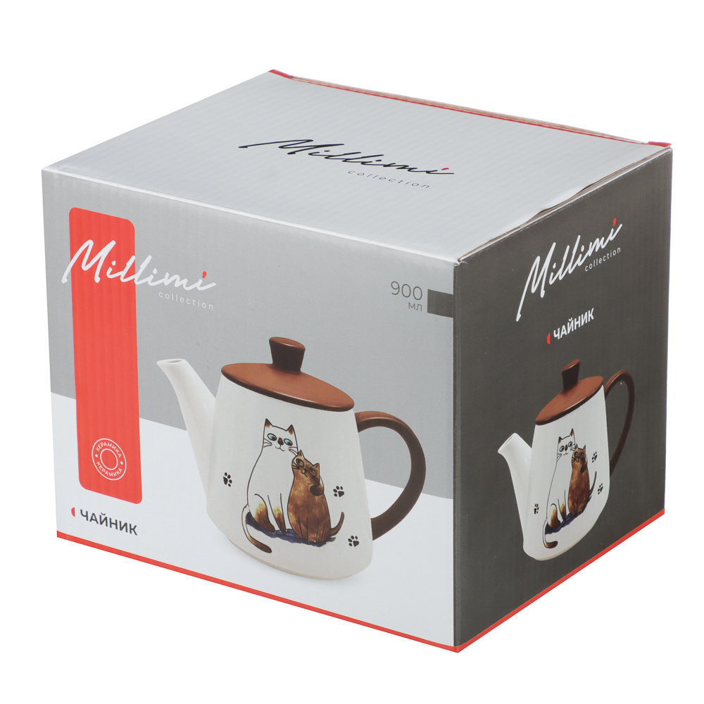 Чайник заварочный 900мл, тм MILLIMI Котовасия, керамика - #3