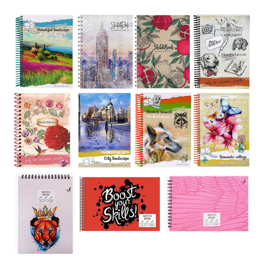 Скетчбук А5 (альбом),7БЦ,ламинация, блок 80-100 г/м2, спираль, в ассортименте - #1