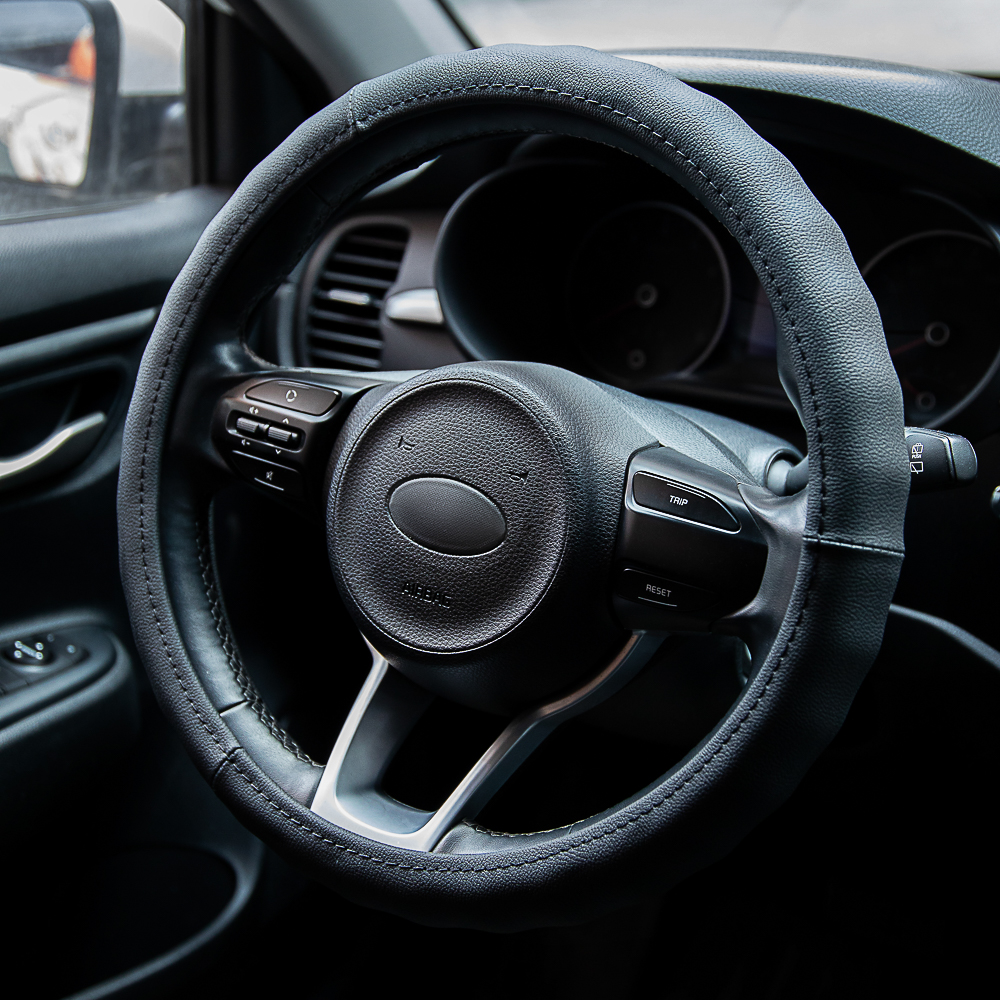 ЕРМАК Оплетка руля, натуральная кожа, цвет черный, размер L - #9