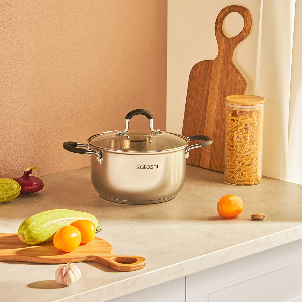 SATOSHI Альбер Кастрюля 20х11,5см, 3,4л, со стекл. крышкой, индукция - #9