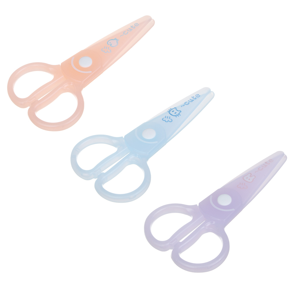 Ножницы, 125 мм, с безопасными пластиковыми лезвиями, пастель 3 цвета, шоу-бокс - #1